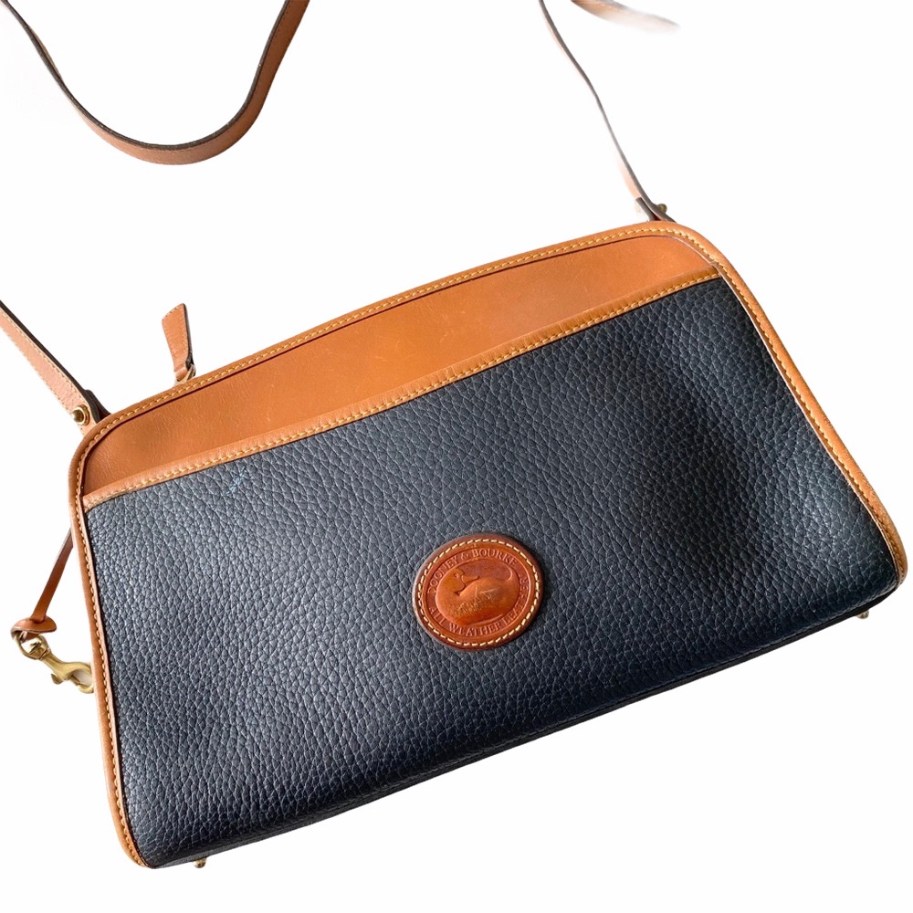 Vintage: Dooney & Bourke ✰ Top Zip Equestrian Two Tone Leather Handbag ✰©️1994 ✰ - Picture 3 of 12